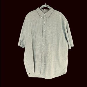 Eddie Bauer Casual Green and White Checkered Button Down Shirt